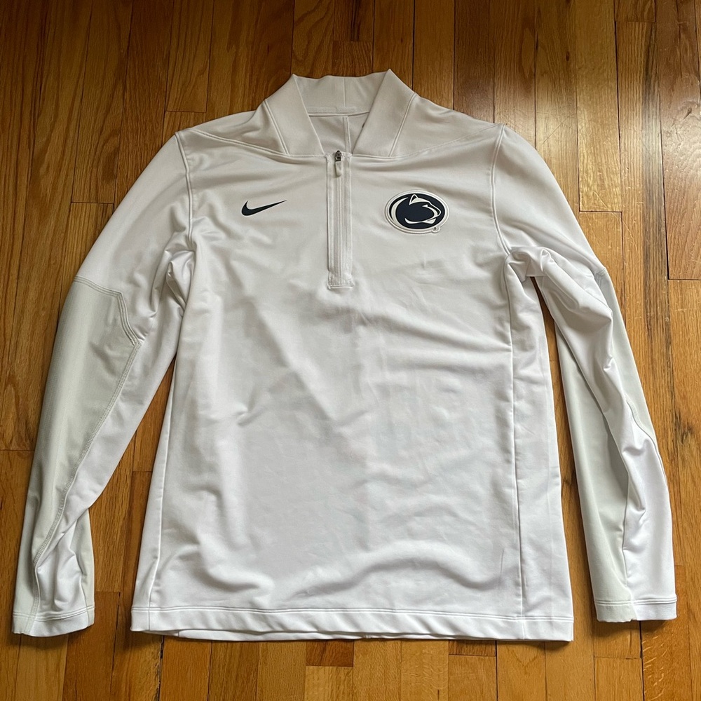 Penn State Branded Nike White Quarter-Zip Pullover with Logo